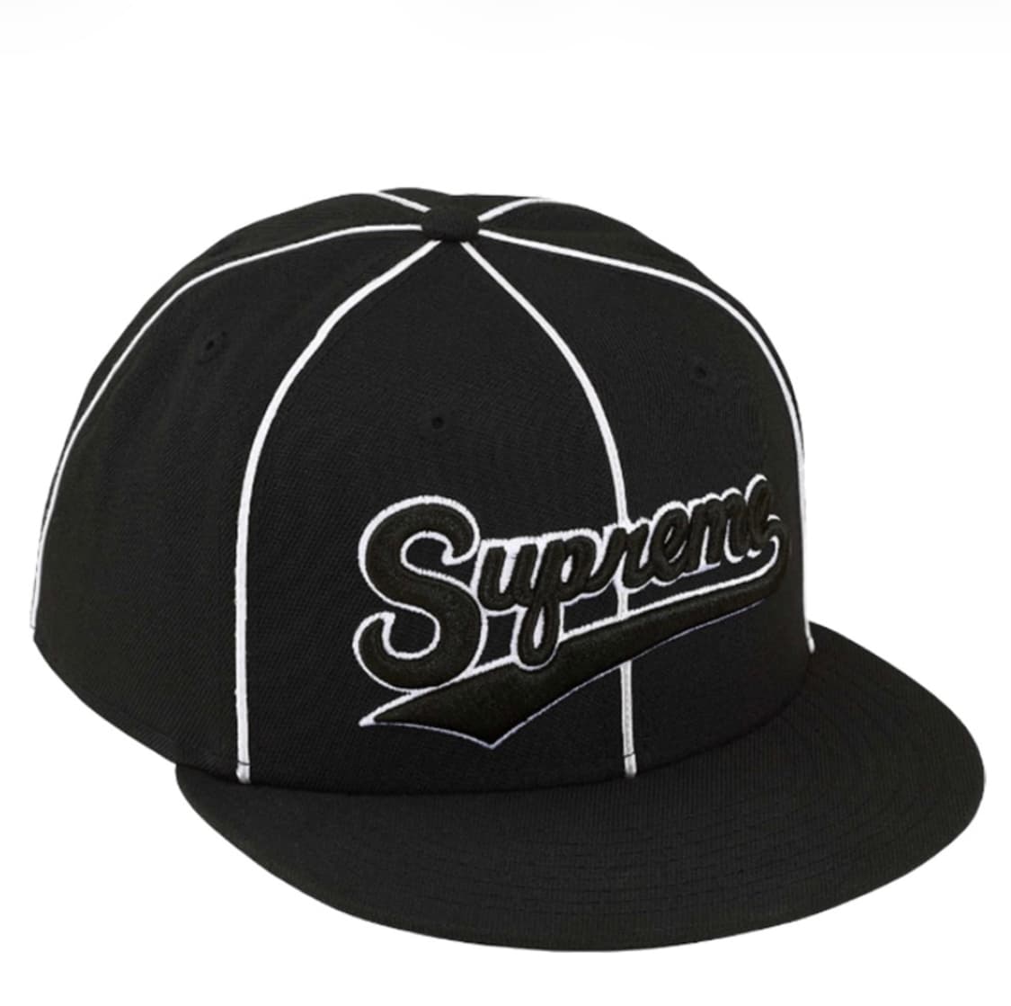 슈프림 파이핑 스크립트 로고 뉴에라 블랙 738 상품이미지1