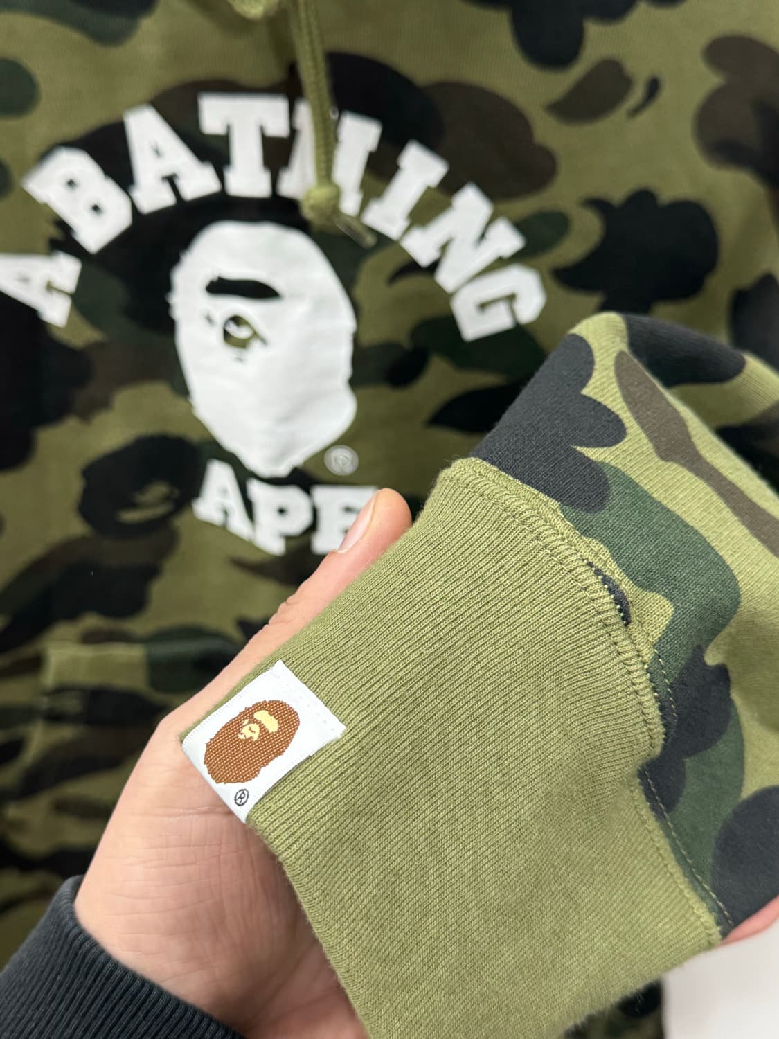 베이프 1st 카모 컬리지 풀오버 후드 아미 그린 XL 상품이미지9