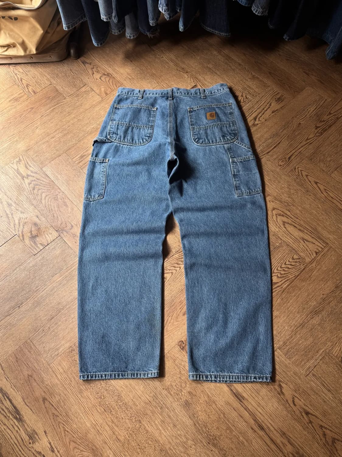 [35]칼하트 USA 미디엄블루 워싱 싱글니 카펜터 워크 데님 팬츠 상품이미지1