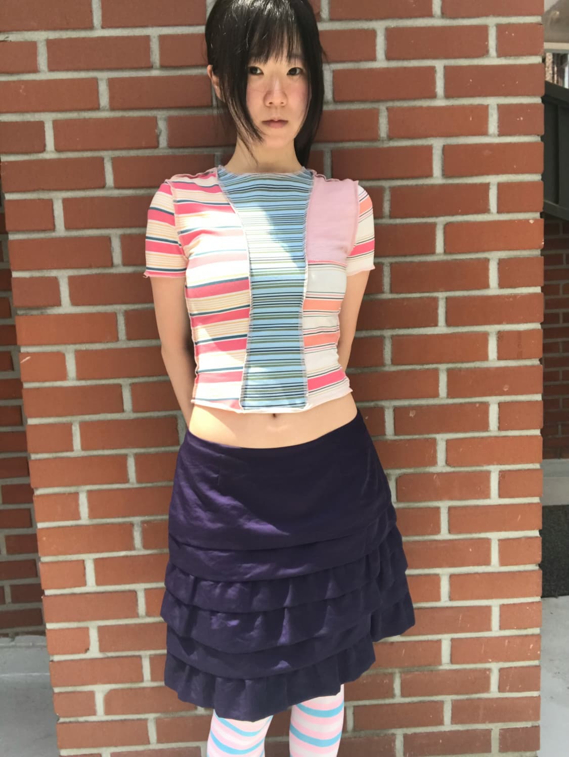 vintage stripe pattern corp top 상품이미지7