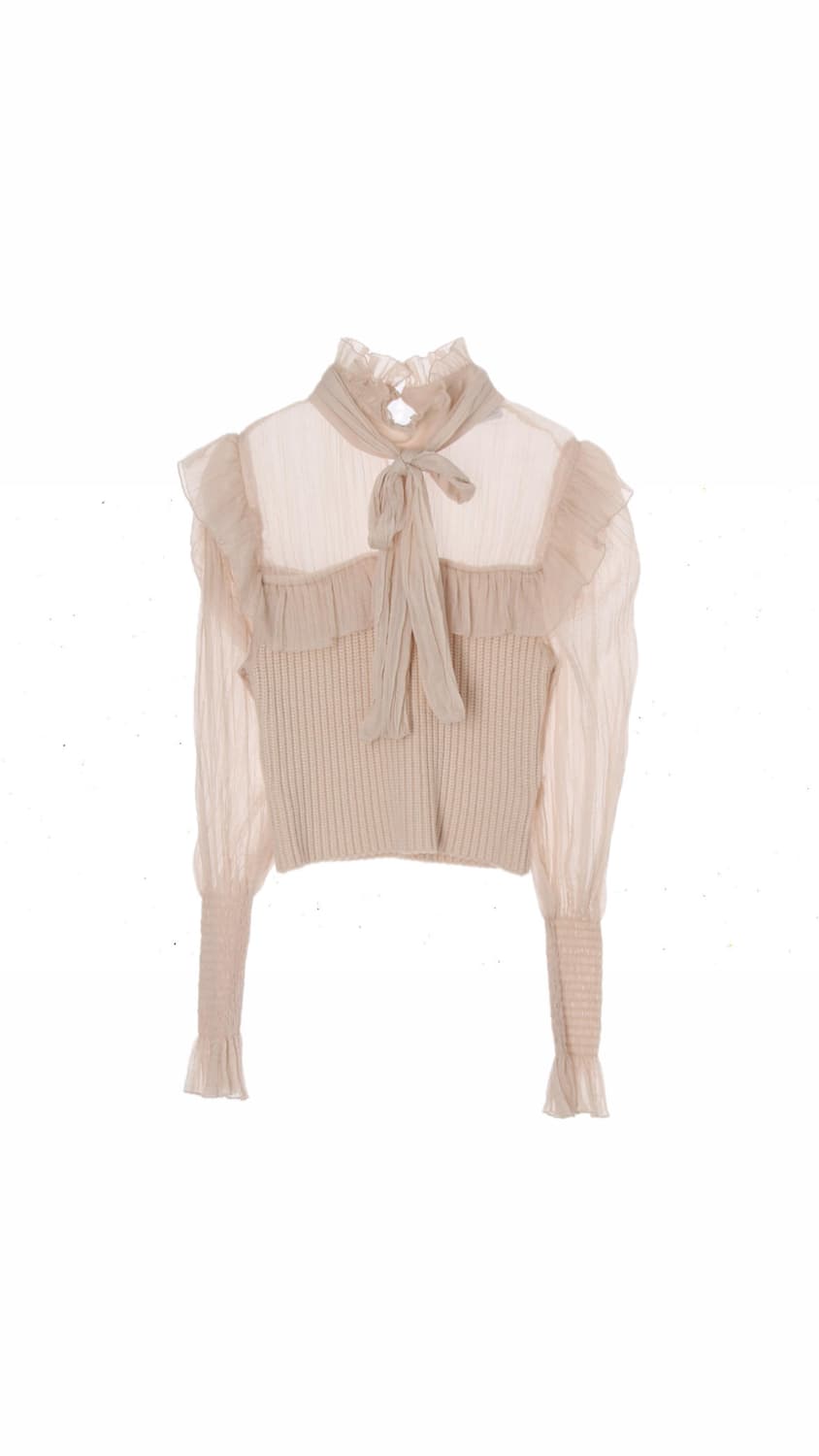 자라(ZARA) 리본 시스루 니트 블라우스 상품이미지1