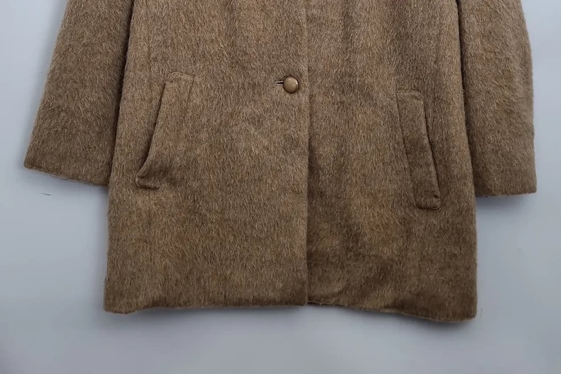 ADDENDA 울 90% 브라운 노카라 오버핏 코트 상품이미지4