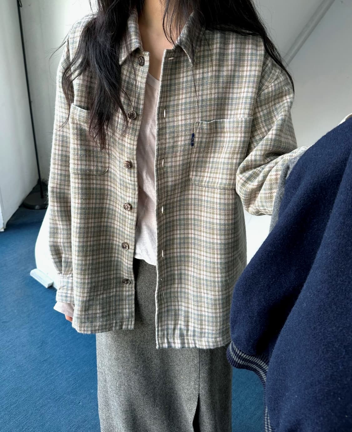 Inner padded woven check work shirket 상품이미지3