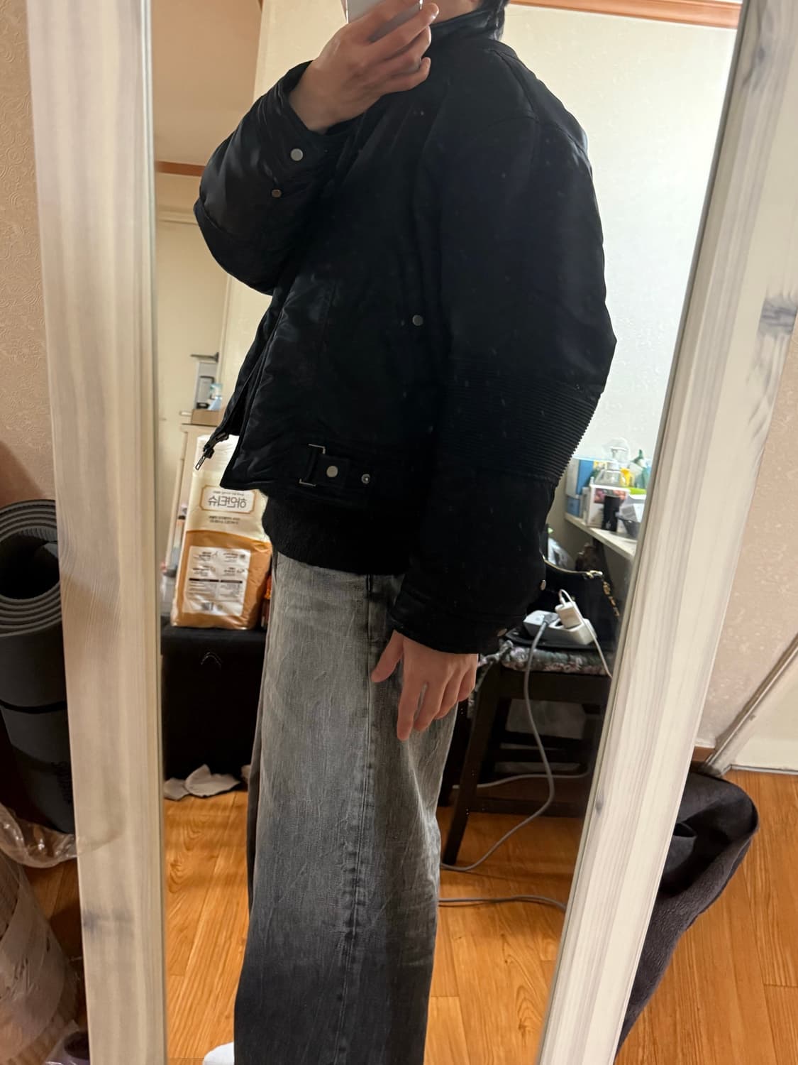 엘무드 - 스즈키 퀼티드 모터사이클 자켓 (블랙/46) 상품이미지9