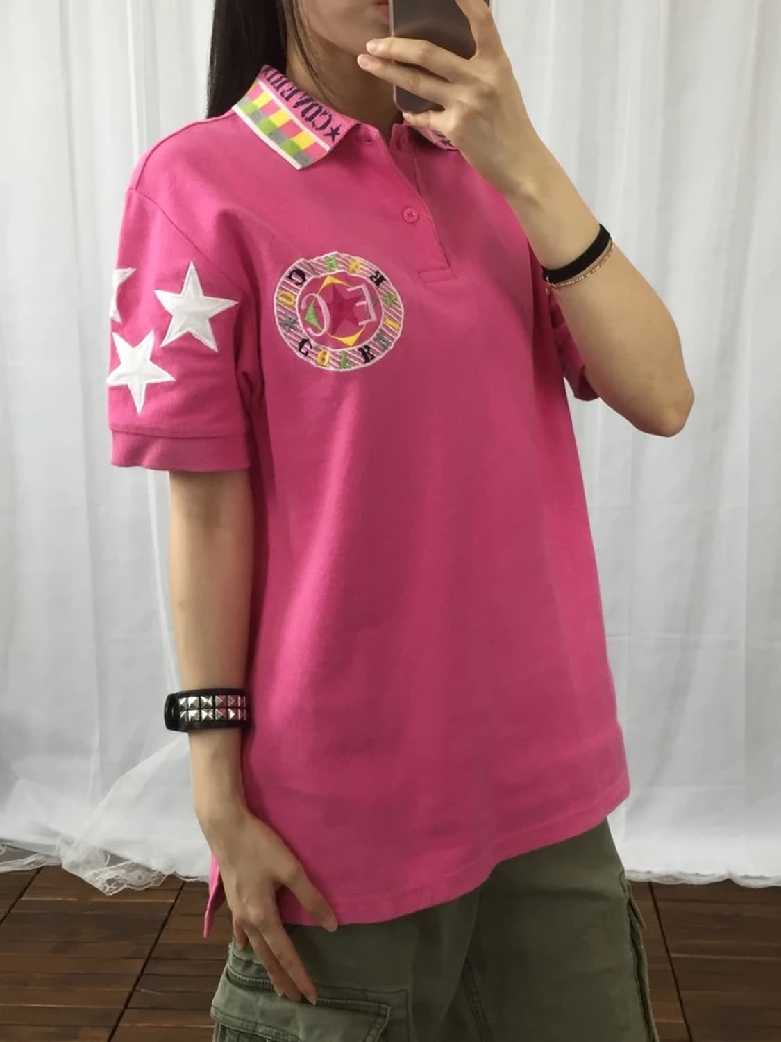 Enrico Coveri Pink Star Polo Shirt 상품이미지2