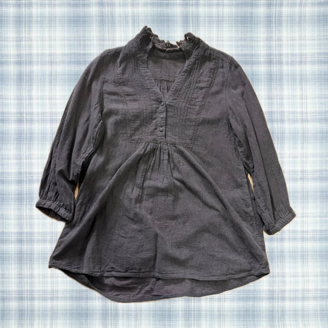 빈티지 브라운 모리걸 프릴 레이스 블라우스 상품이미지1