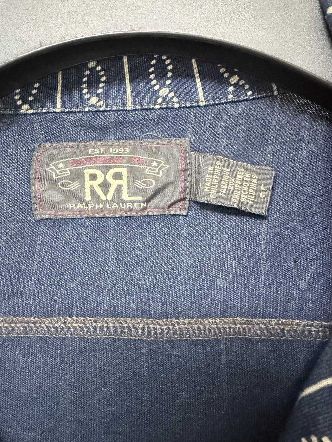 RRL 인디고 프린트 저지 캠프 셔츠 L 상품이미지6