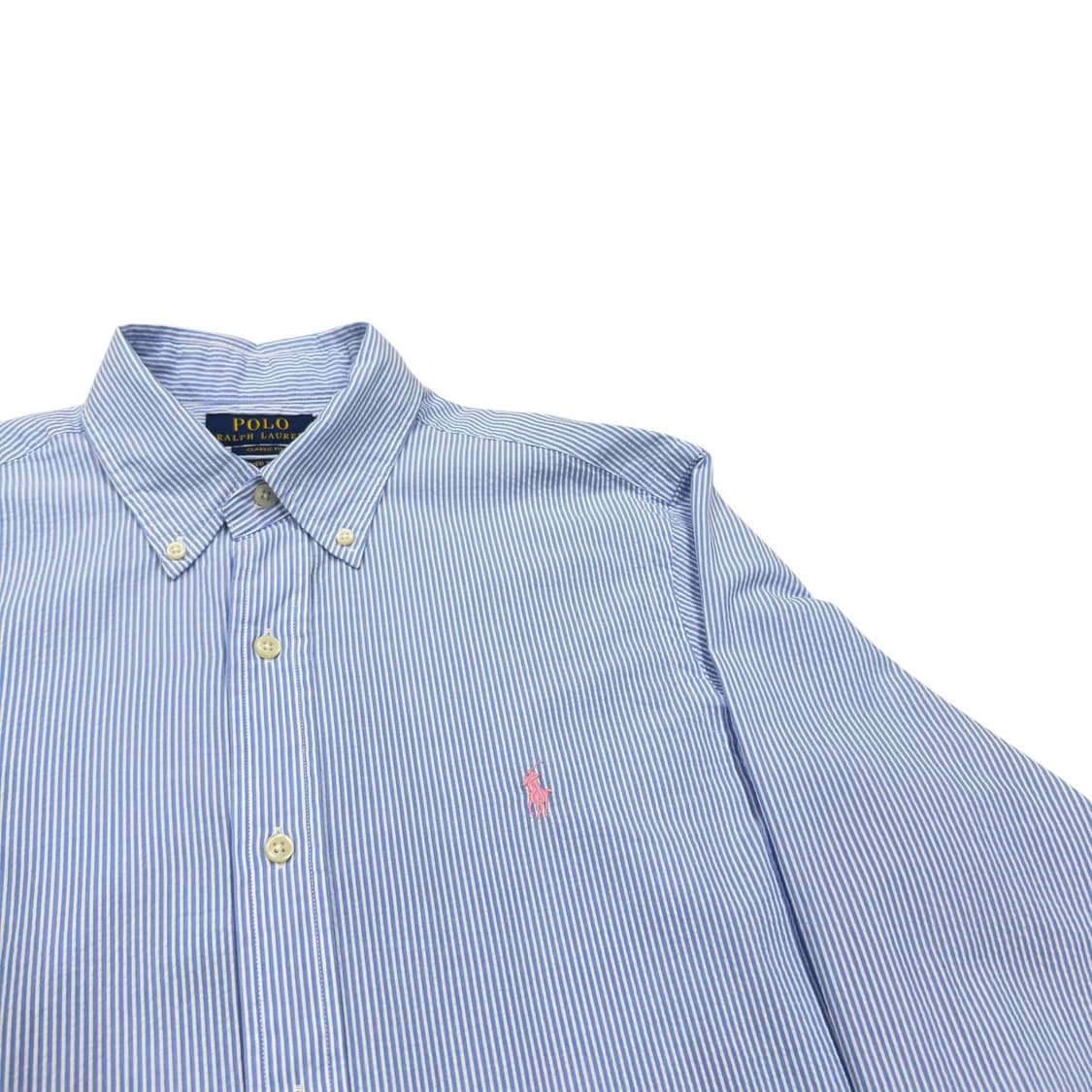 폴로 랄프로렌 QR 핑크 포니 스트라이프 셔츠 남방 M 상품이미지2