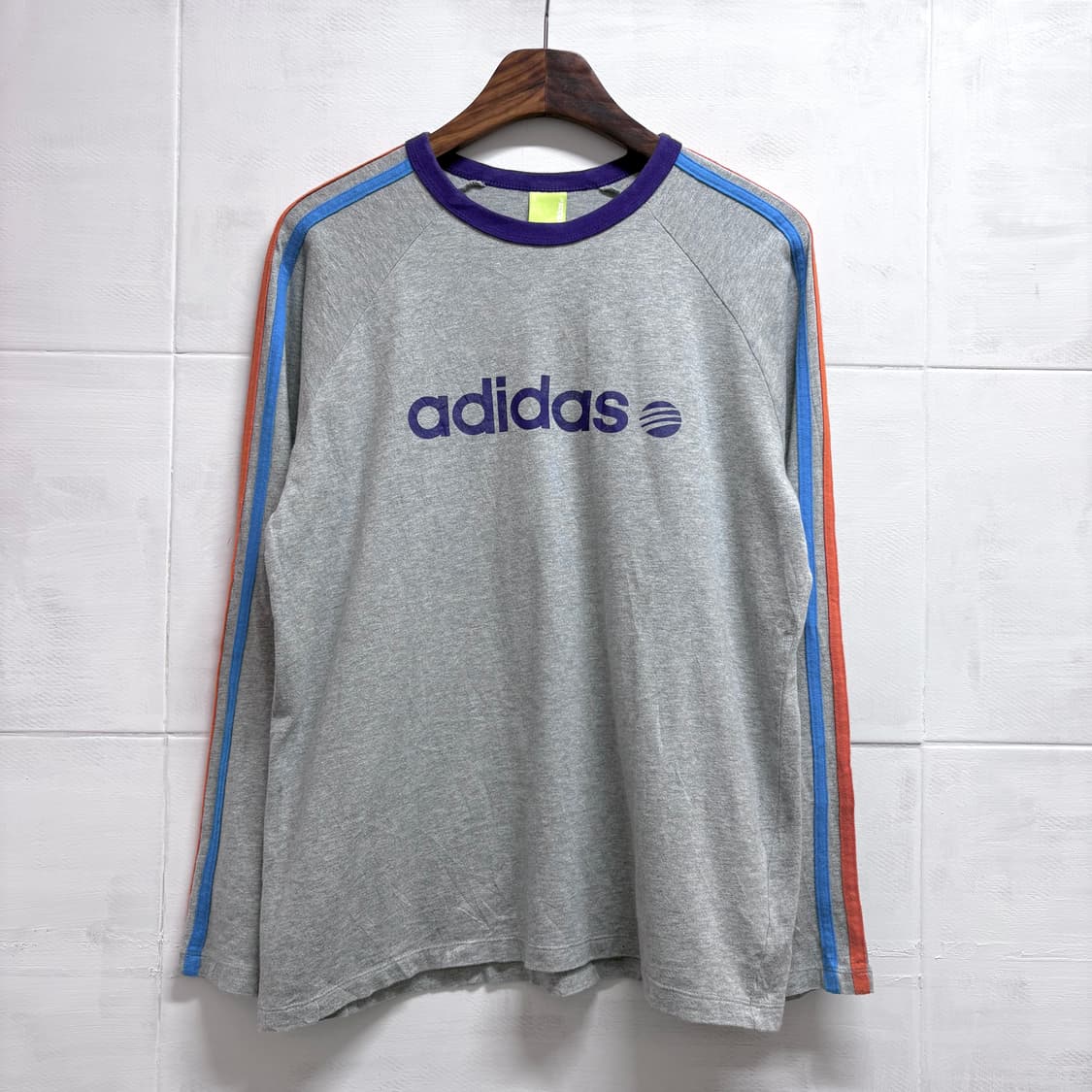 ADIDAS 아디다스 그레이 삼선 롱 슬리브 M JPN 상품이미지1