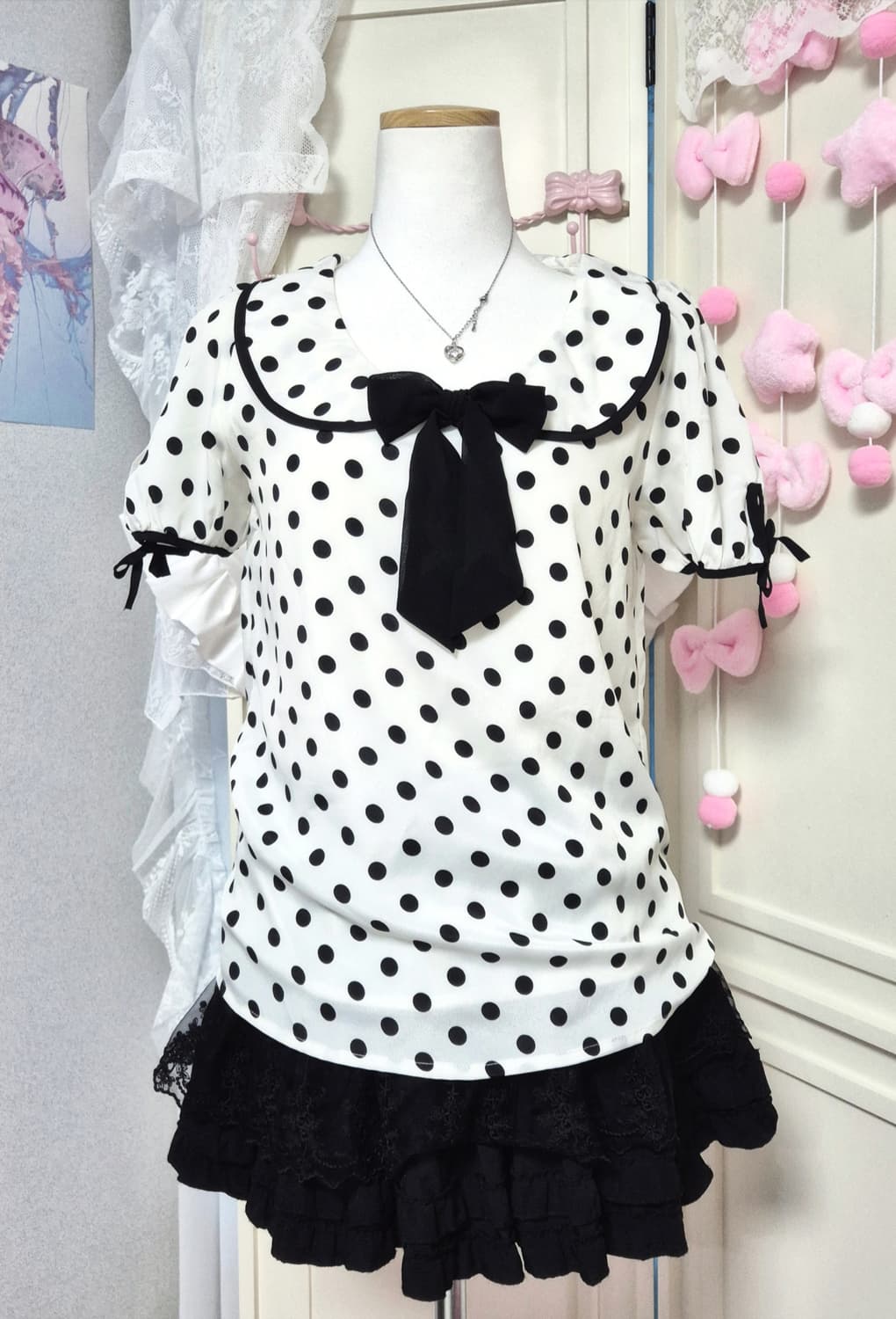 세실맥비 히메갸루 리본 도트 블라우스 헤이세이 새상품 상품이미지1