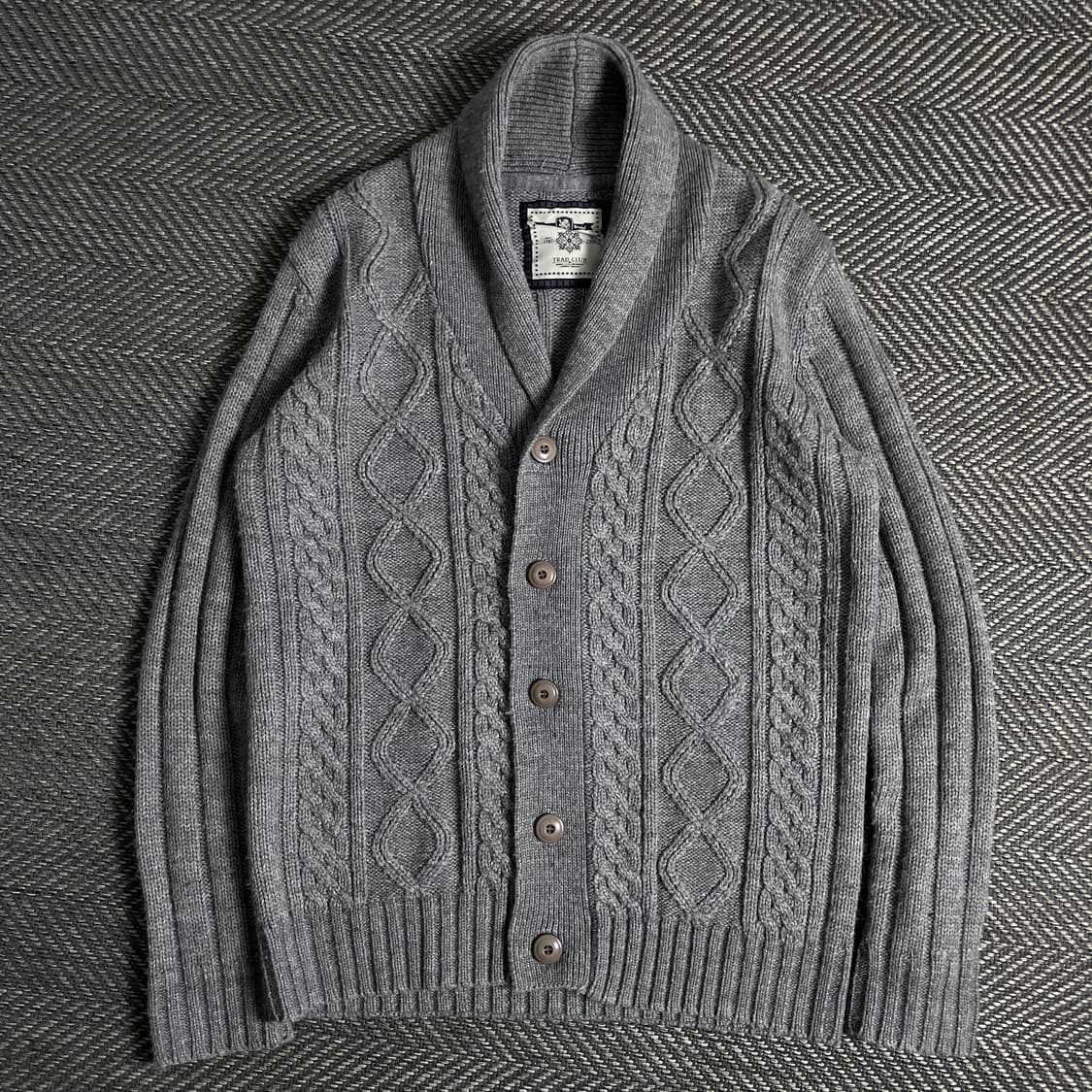 TRAD CLUB 케이블 꽈배기 니트 가디건 그레이o 5074 상품이미지1