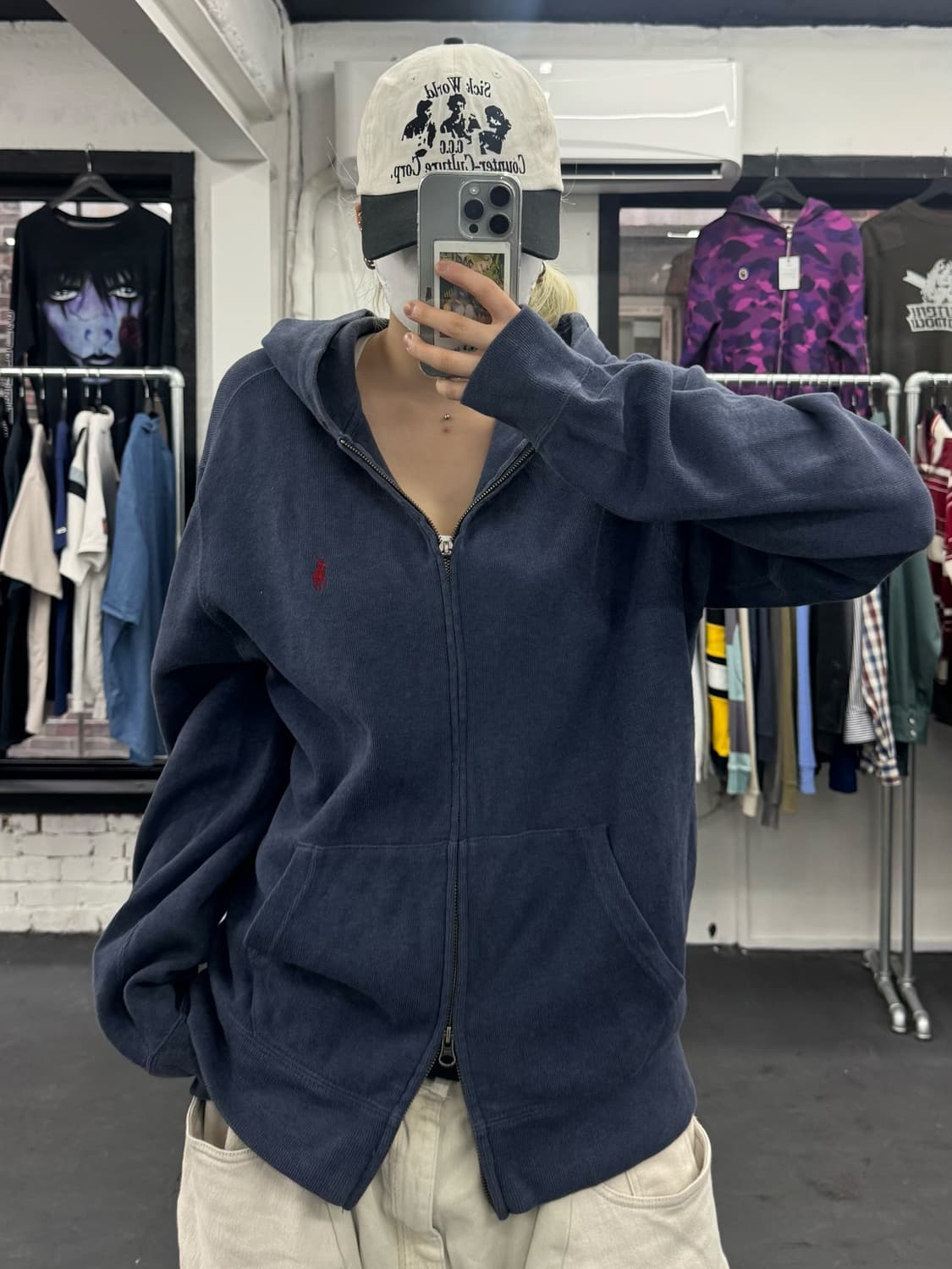 폴로 랄프로렌 투웨이 네이비 후드집업 상품이미지2