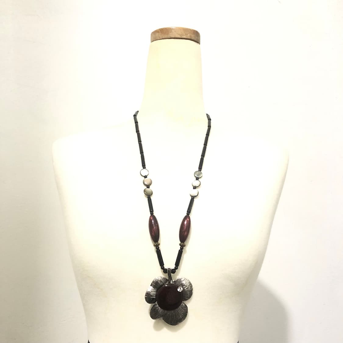 빈티지 버건디 레드 플라워 롱목걸이 오리엔탈 페어리 모리걸 상품이미지2
