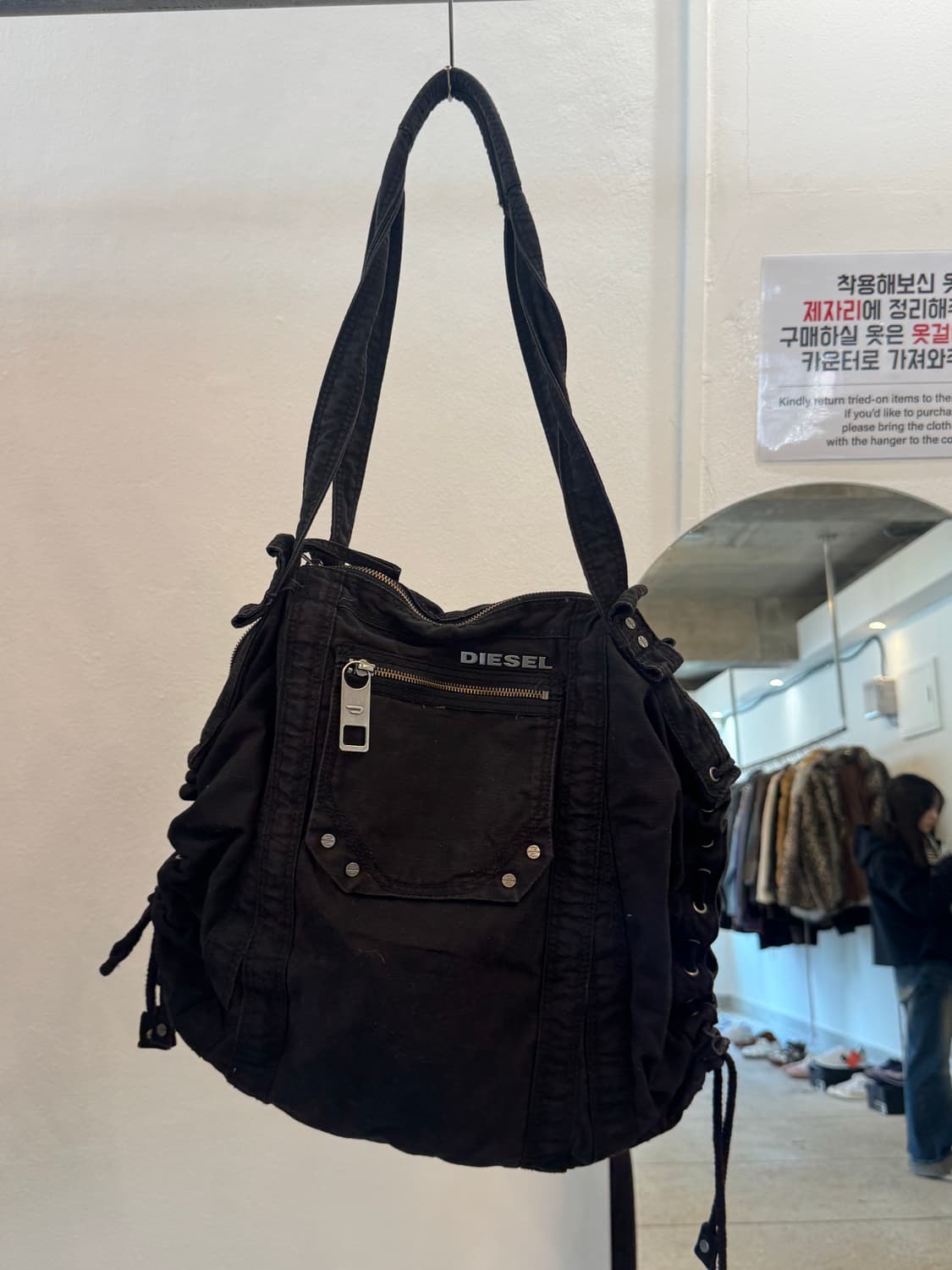 Diesel black cotton shoulder bag   상품이미지1