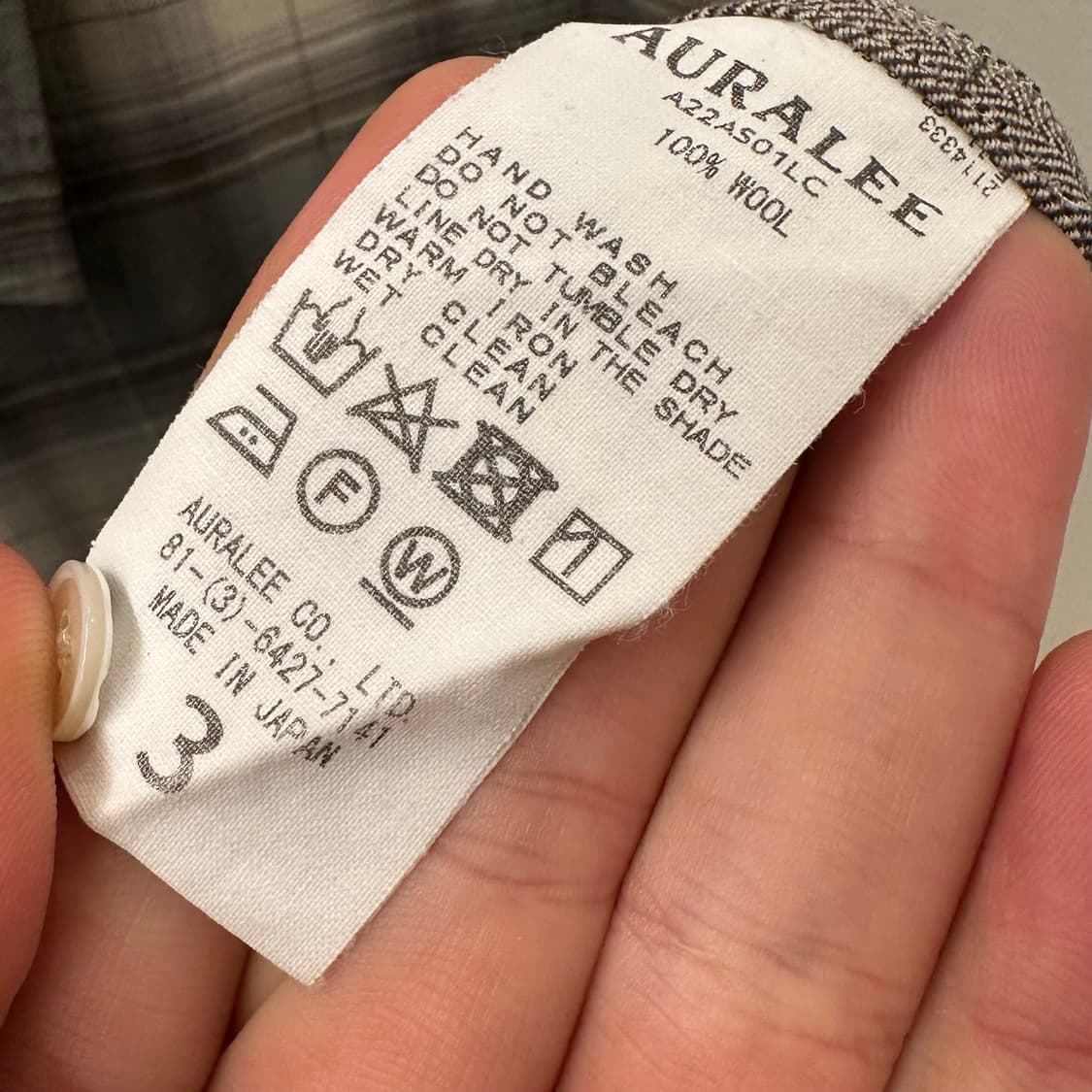 오라리 울 체크 셔츠 3사이즈  상품이미지4