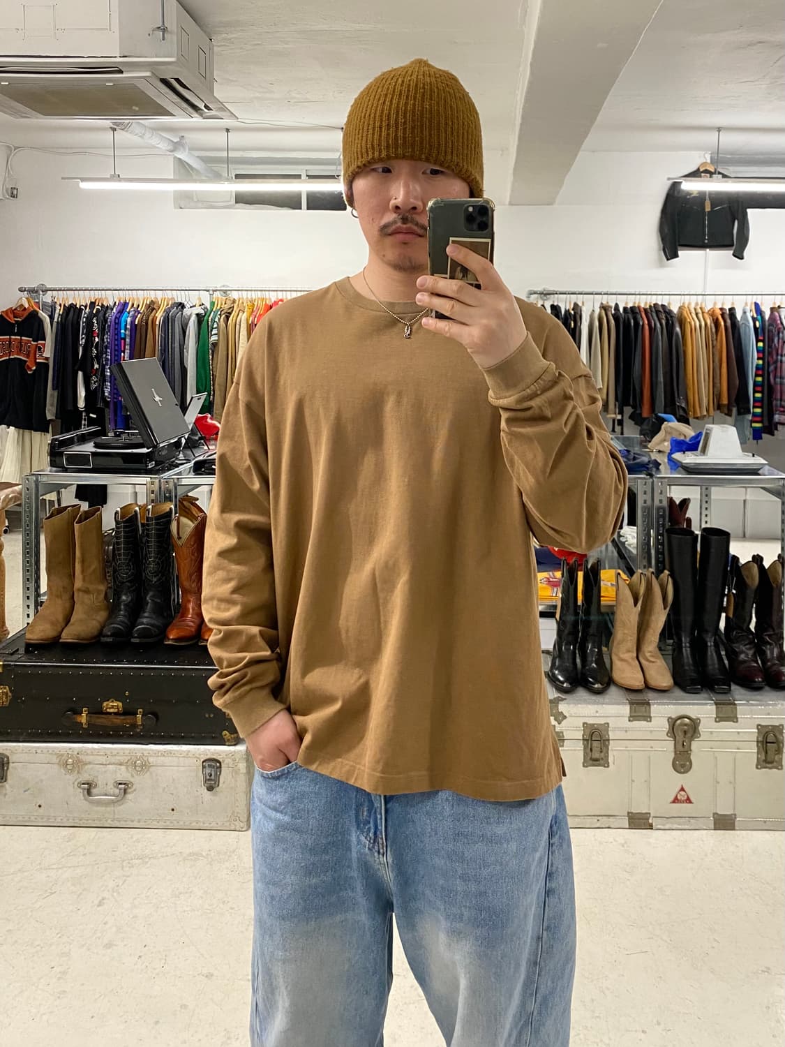 BEAMS t-shirts 빔즈 롱슬리브 무지 티셔츠 상품이미지1