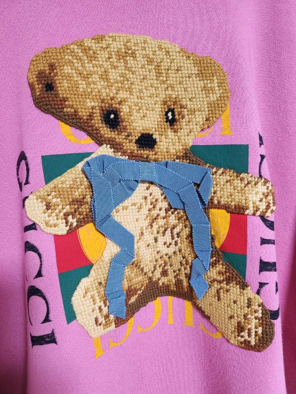 [XS] 구찌 핑크 테디베어 자수 맨투맨 상품이미지3