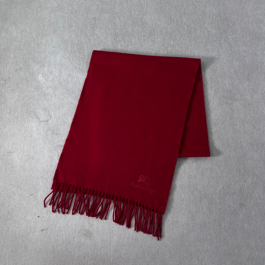 버버리 기마로고 캐시미어 레드 머플러 상품이미지1