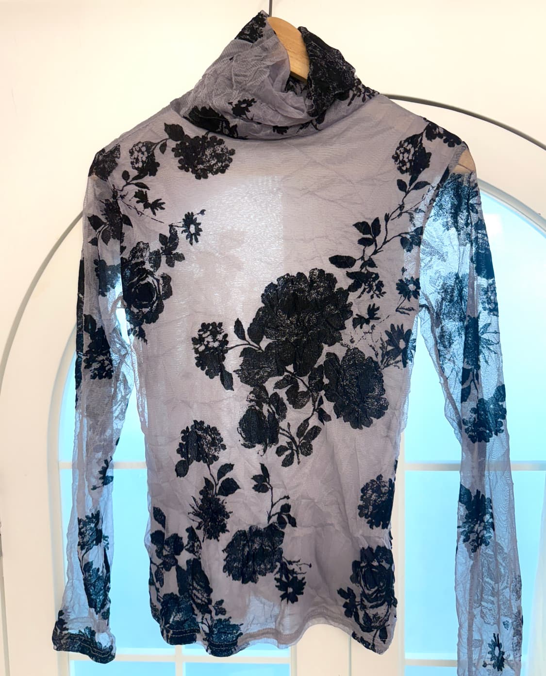 빈티지 시스루 플로럴 폴라탑 상품이미지3