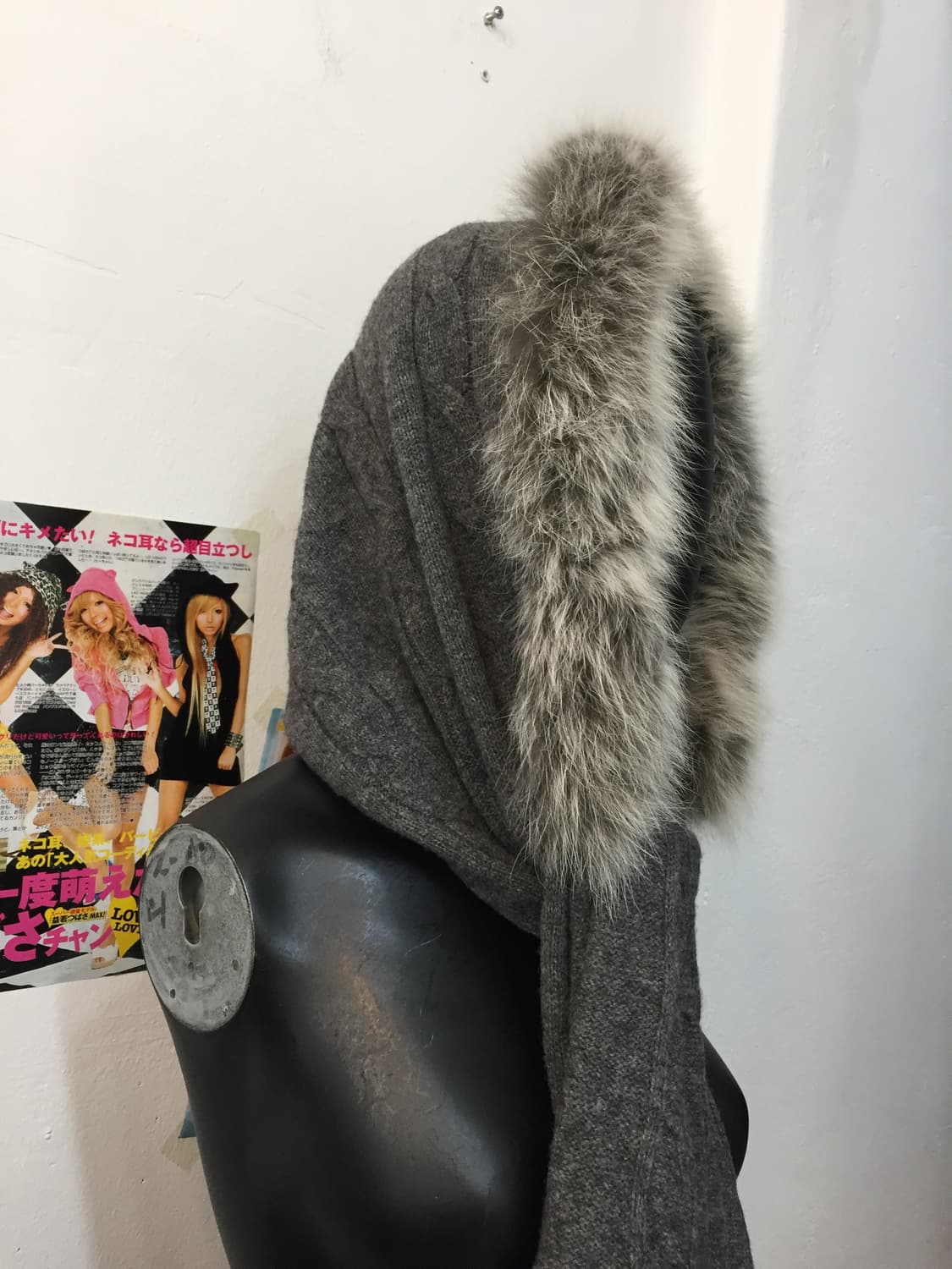 빈티지 퍼 후드 머플러 상품이미지2