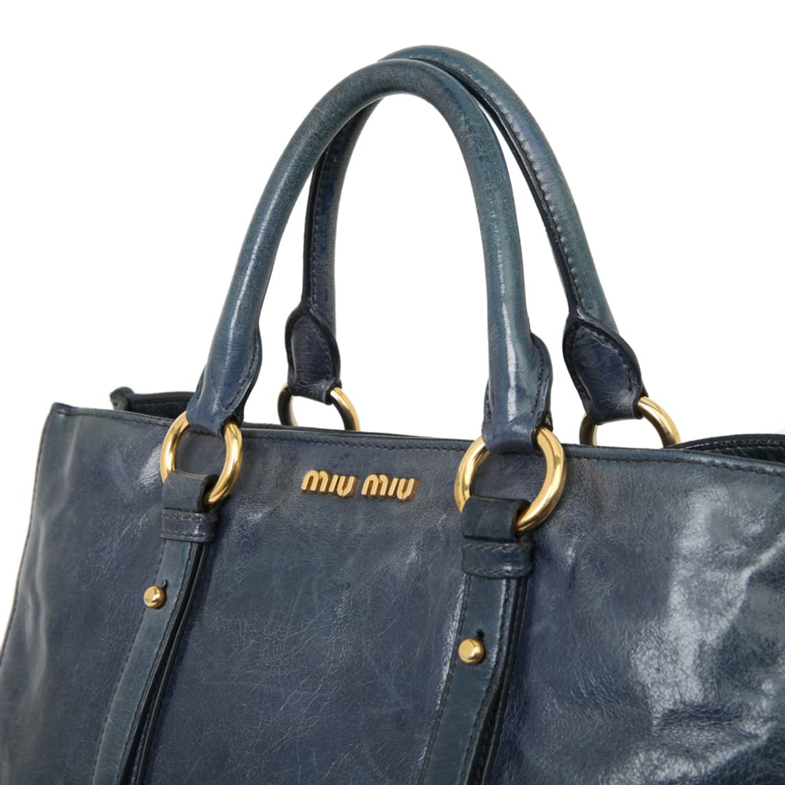 미우미우 비텔로 샤인 토트백 블루 보스턴 RN1037 상품이미지7