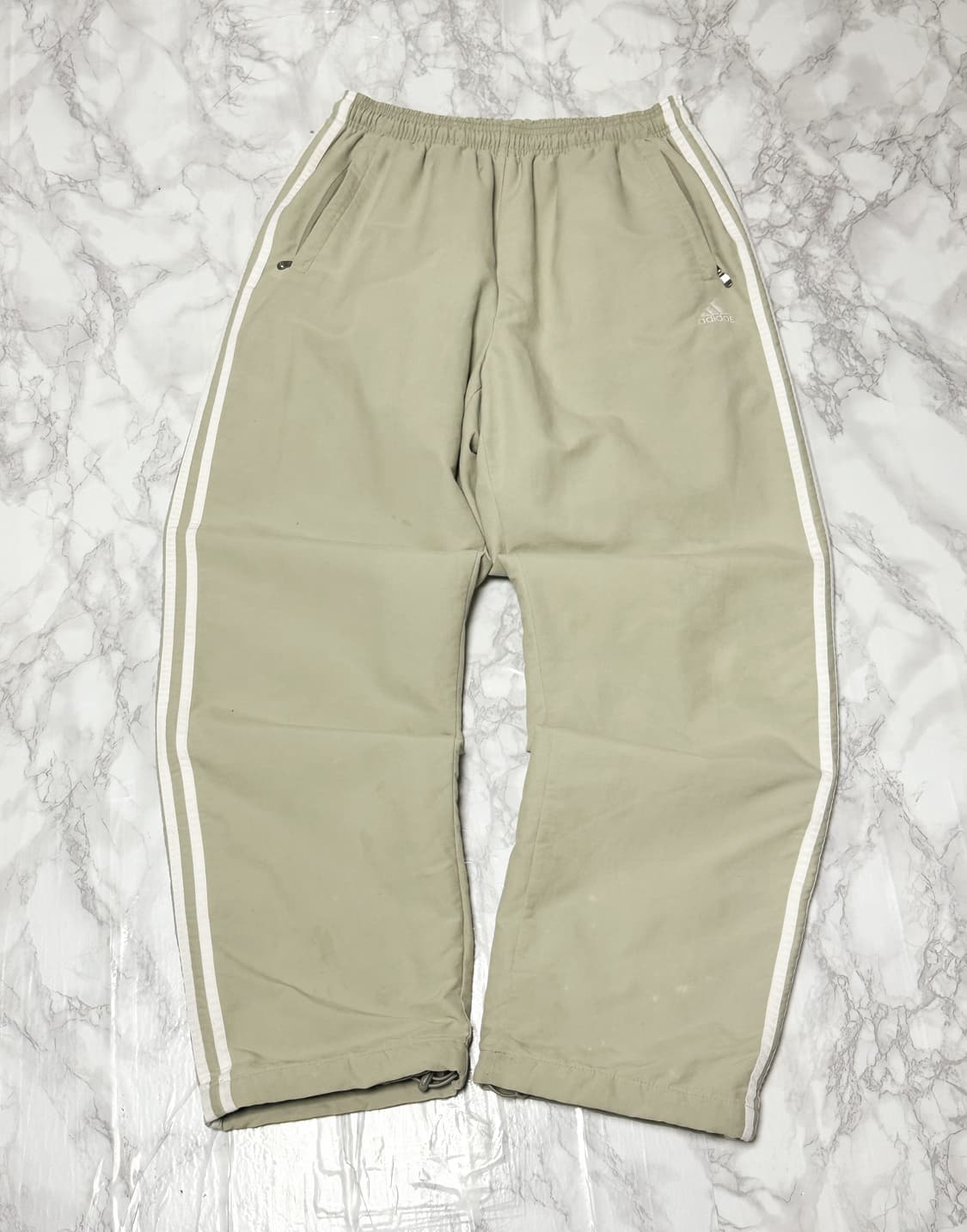 아디다스 삼선 오트밀베이지 트랙팬츠 바람막이 와이드 바지 상품이미지2