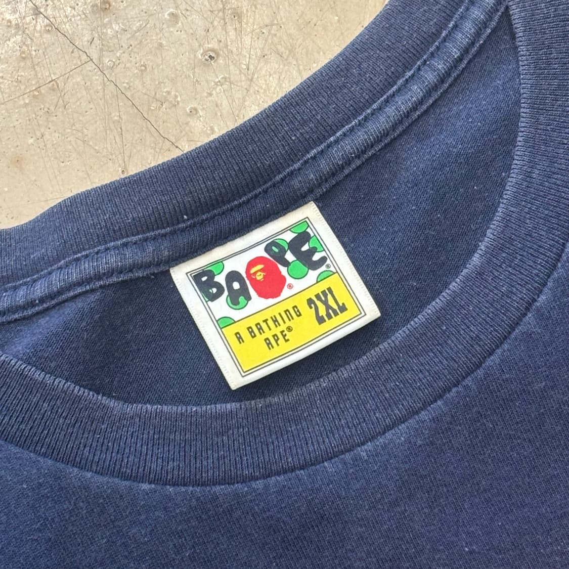 Bape 희귀 오렌지 빅에이프헤드 네이비 반팔 티셔츠 상품이미지3