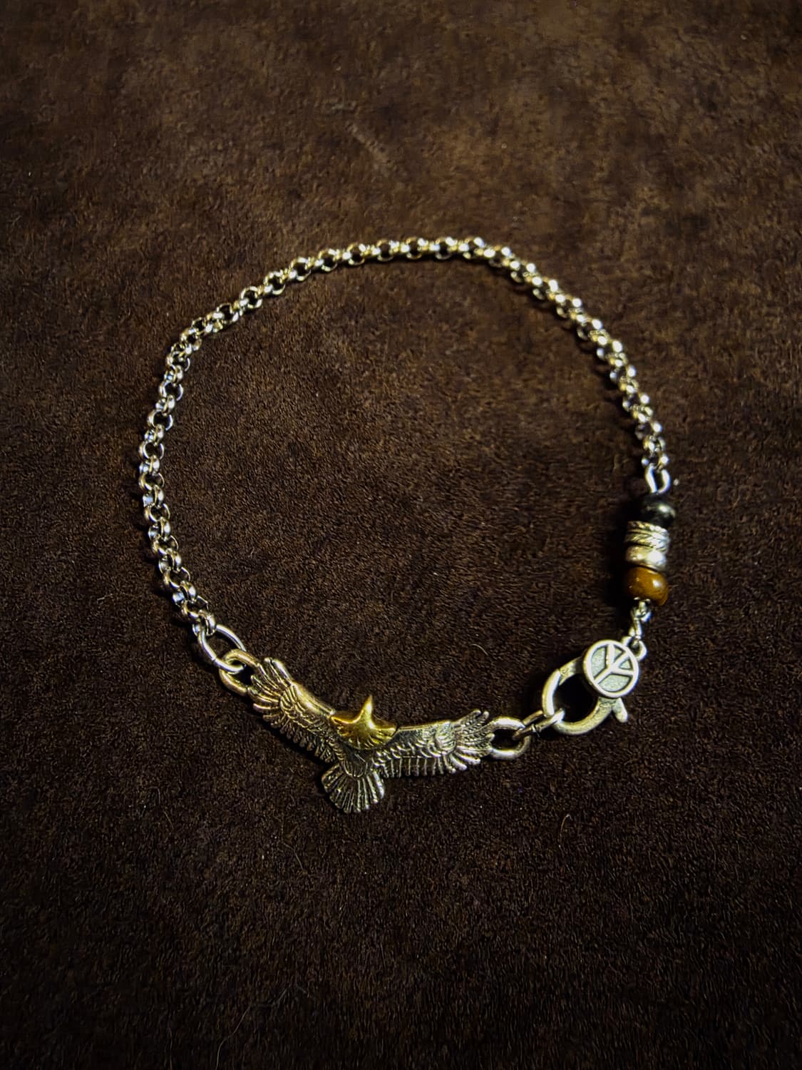 Eagle free – 블루/브라운호안석 & 실버925 포인트 체인팔찌 상품이미지1