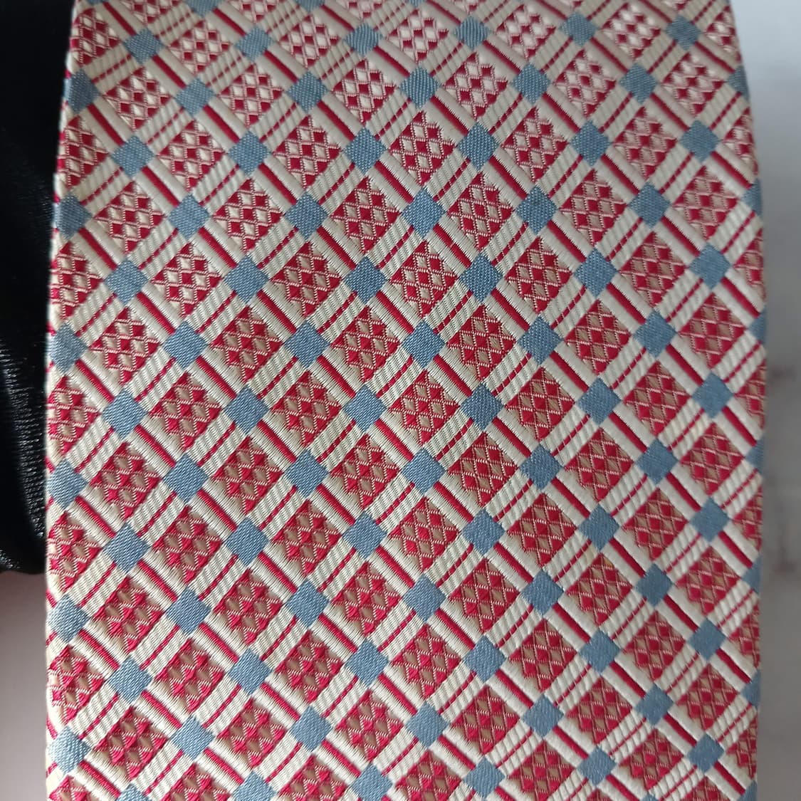 크리스찬 디올 실크 레드 체크 패턴 넥타이 9.2cm B등급 A18830 상품이미지7