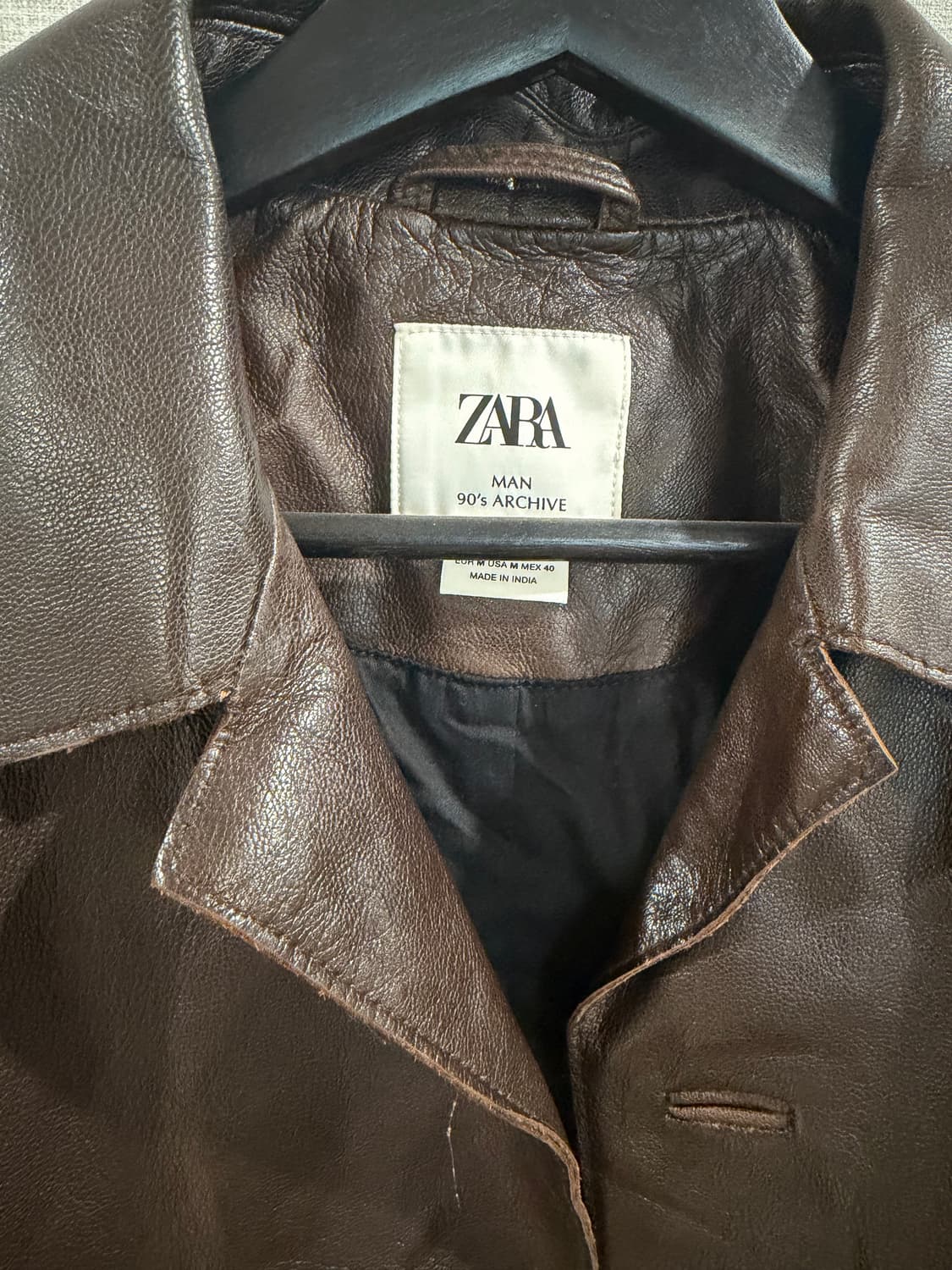 자라 리미티드에디션 레더 카코트 자켓 브라운 90s 아카이브 상품이미지7