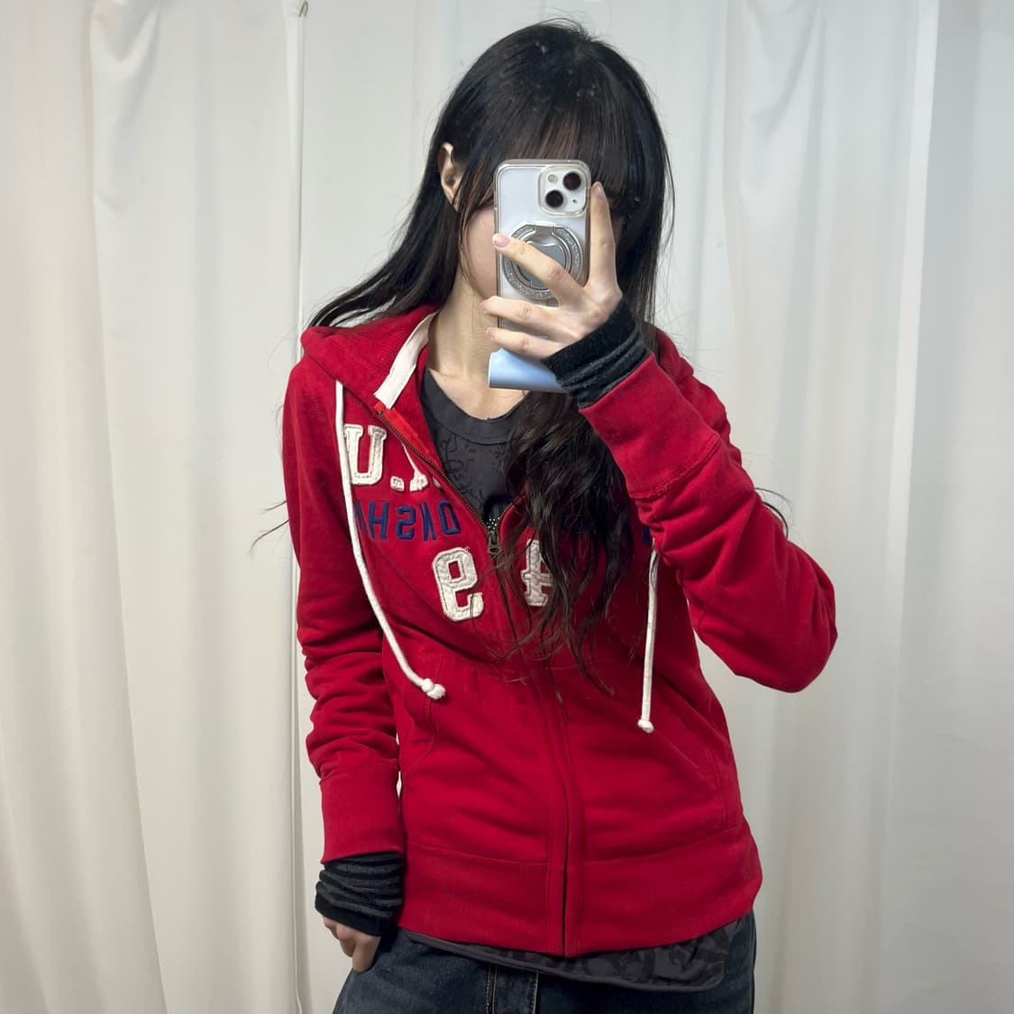 WhoAU Red Hoodie Zip-Up 상품이미지1
