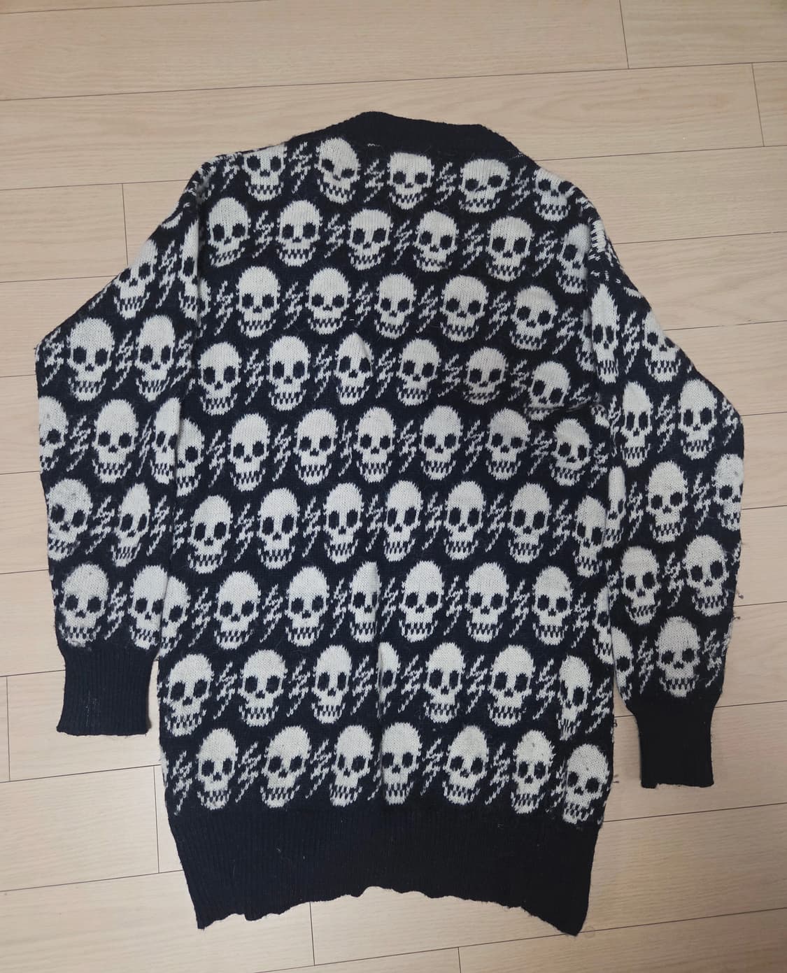 MONKEY 갸루 스컬 샌즈 파피루스 해골 스웨터 가디건 상품이미지3