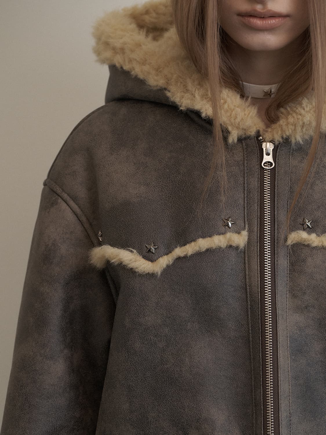 셋업이엑스이 HOODIE MUSTANG JACKET / BROWN 상품이미지5