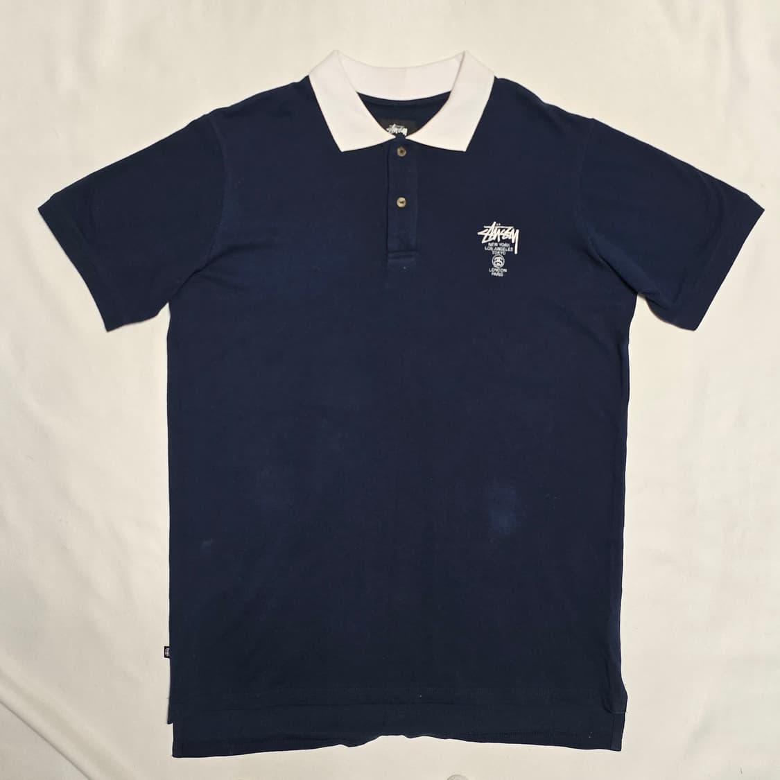 M스투시 네이비 월드투어 반팔 카라티 상품이미지2