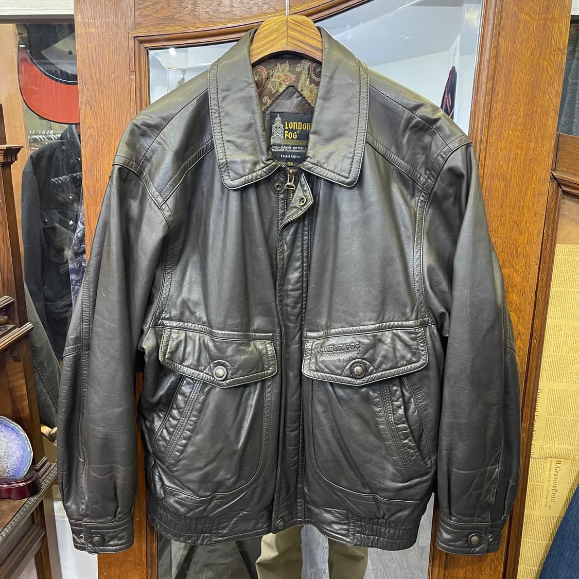 90's 런던포그 카우 레더자켓 상품이미지1