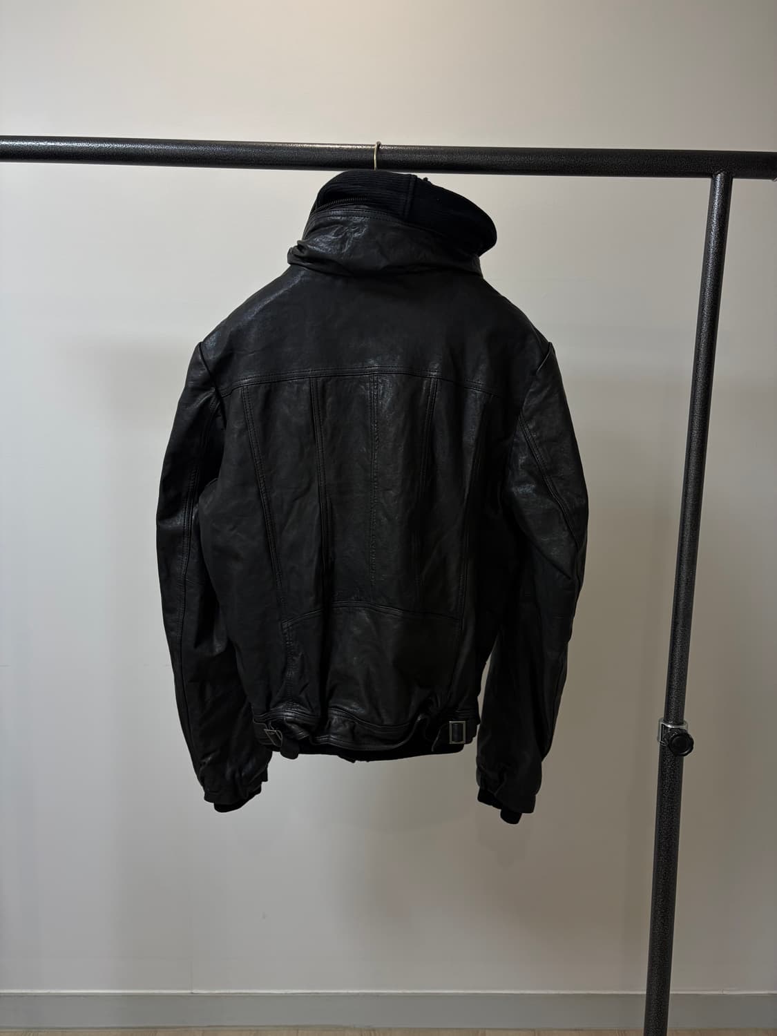 (L) 하이넥 히든 후드 락시크 이탈리아 레더 램스킨 양가죽 자켓 상품이미지4