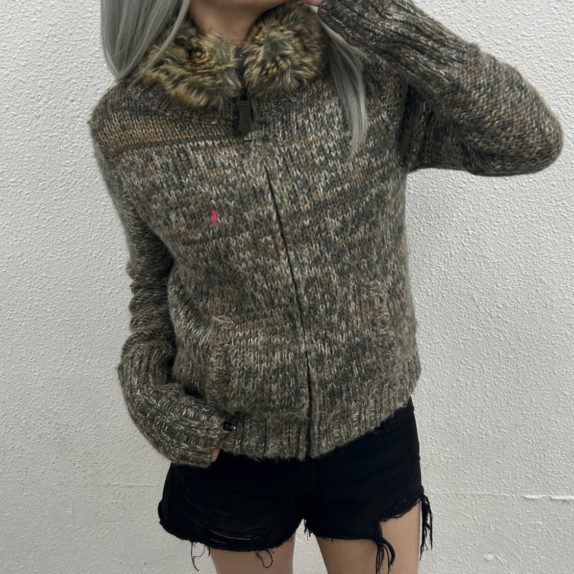 2000's 폴로 랄프로렌 핑크 포니 헤비울 울프죠 상품이미지3