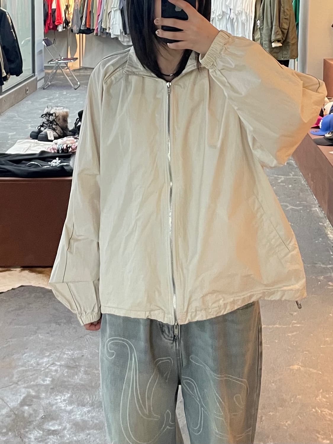 마뗑킴 백로고 아이보리 바람막이 자켓 H1750 상품이미지1