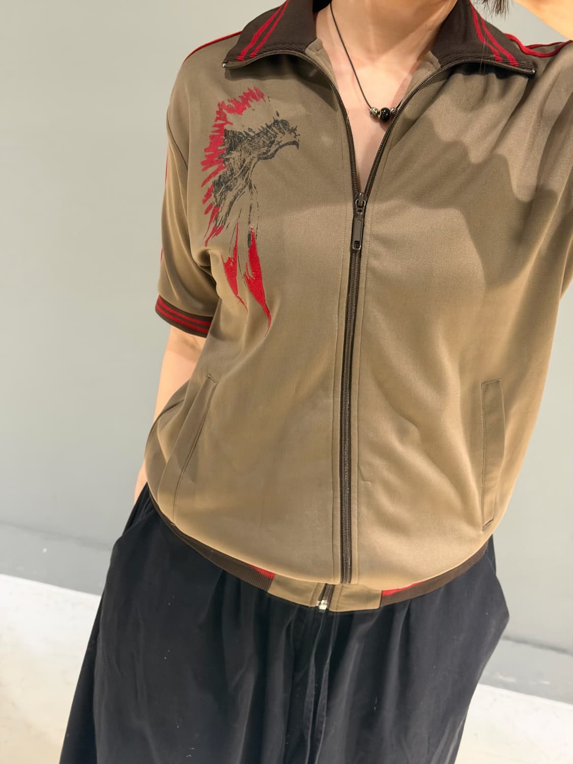 indian leaf printing detail zip-up 상품이미지3