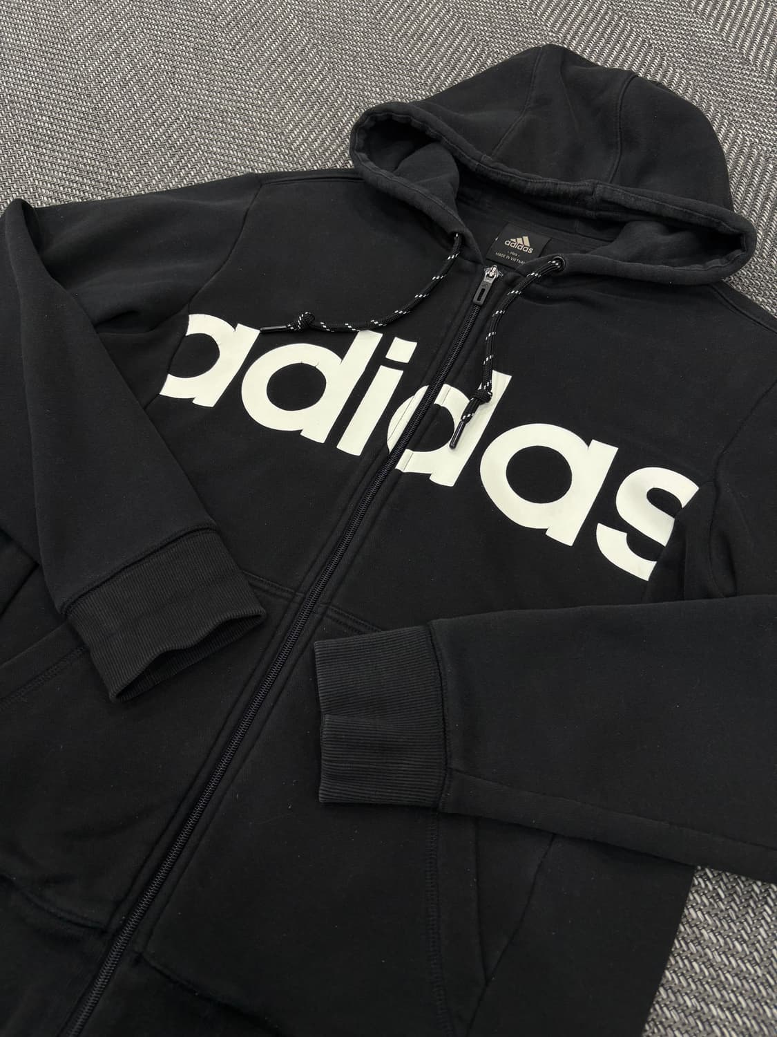 아디다스 레터링 후드집업 블랙 상품이미지3