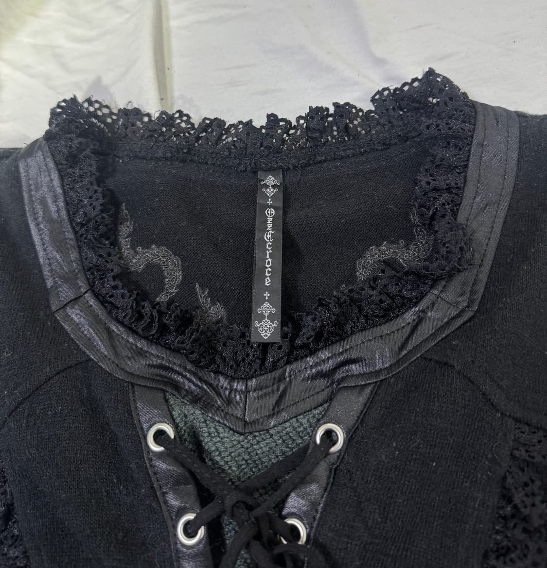 Ozz croce 레이스업 코르셋 니트 탑 y2k 고딕 오즈온 상품이미지10