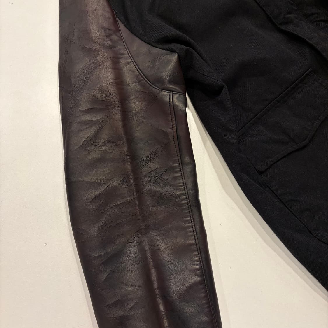 [S] 16s 꼼데가르송 준야와타나베 레더 코튼 블랙 자켓 D889 상품이미지8