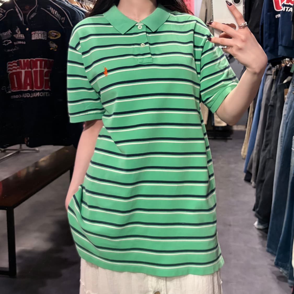 [IM] 폴로랄프로렌 스트라이프 반팔 피케 셔츠 민트 상품이미지4