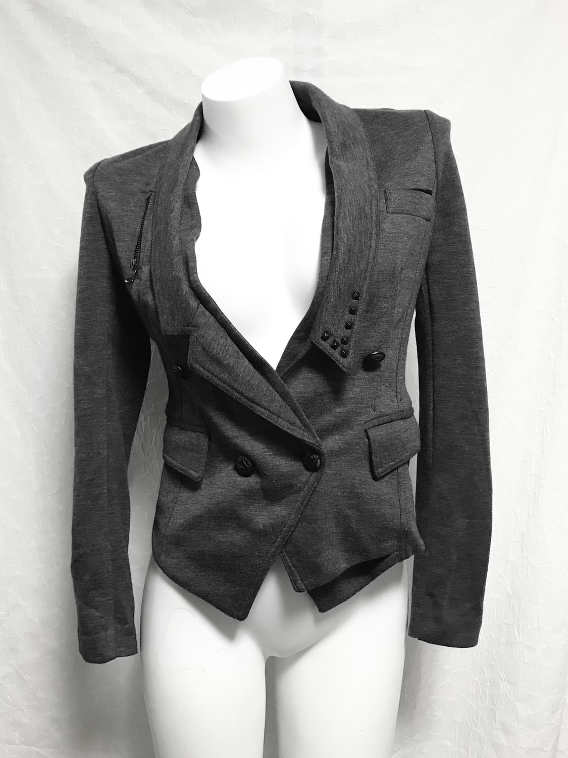 빈티지 heaven and earth 펑크 언발란스 레이어드 카라 자켓 상품이미지3