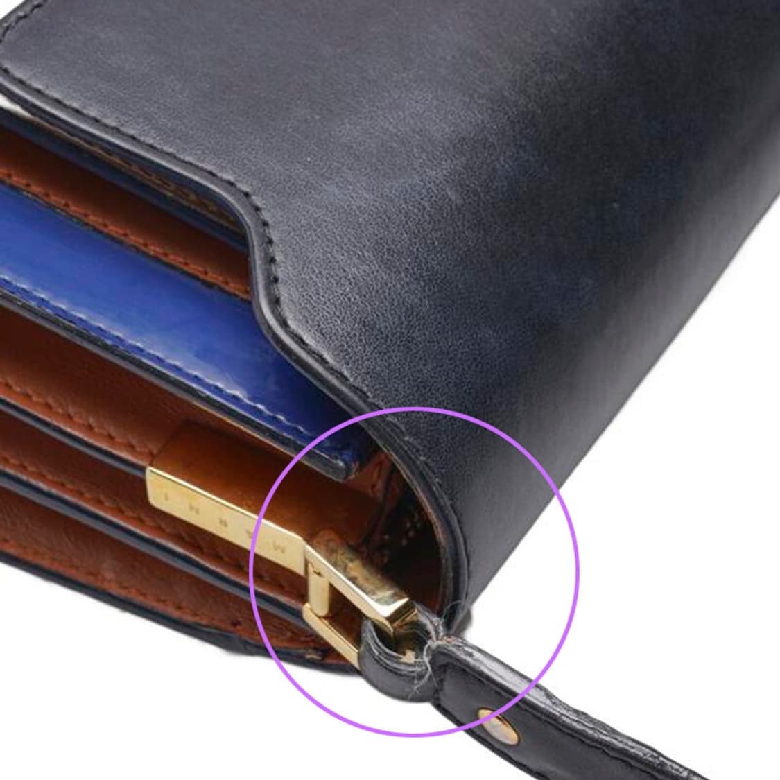 (중고) 마르니 멀티컬러 카프스킨 트렁크 미듐 숄더백 상품이미지6