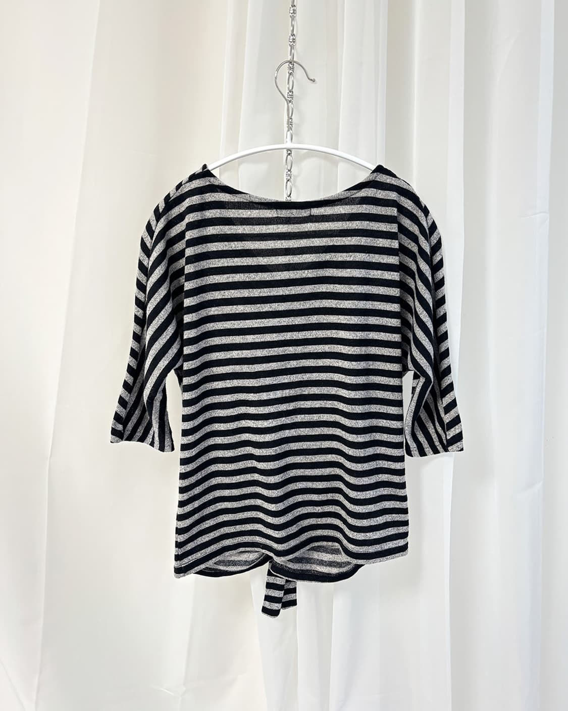 eloi gaori stripe tie 3/4 sleeve top 상품이미지2