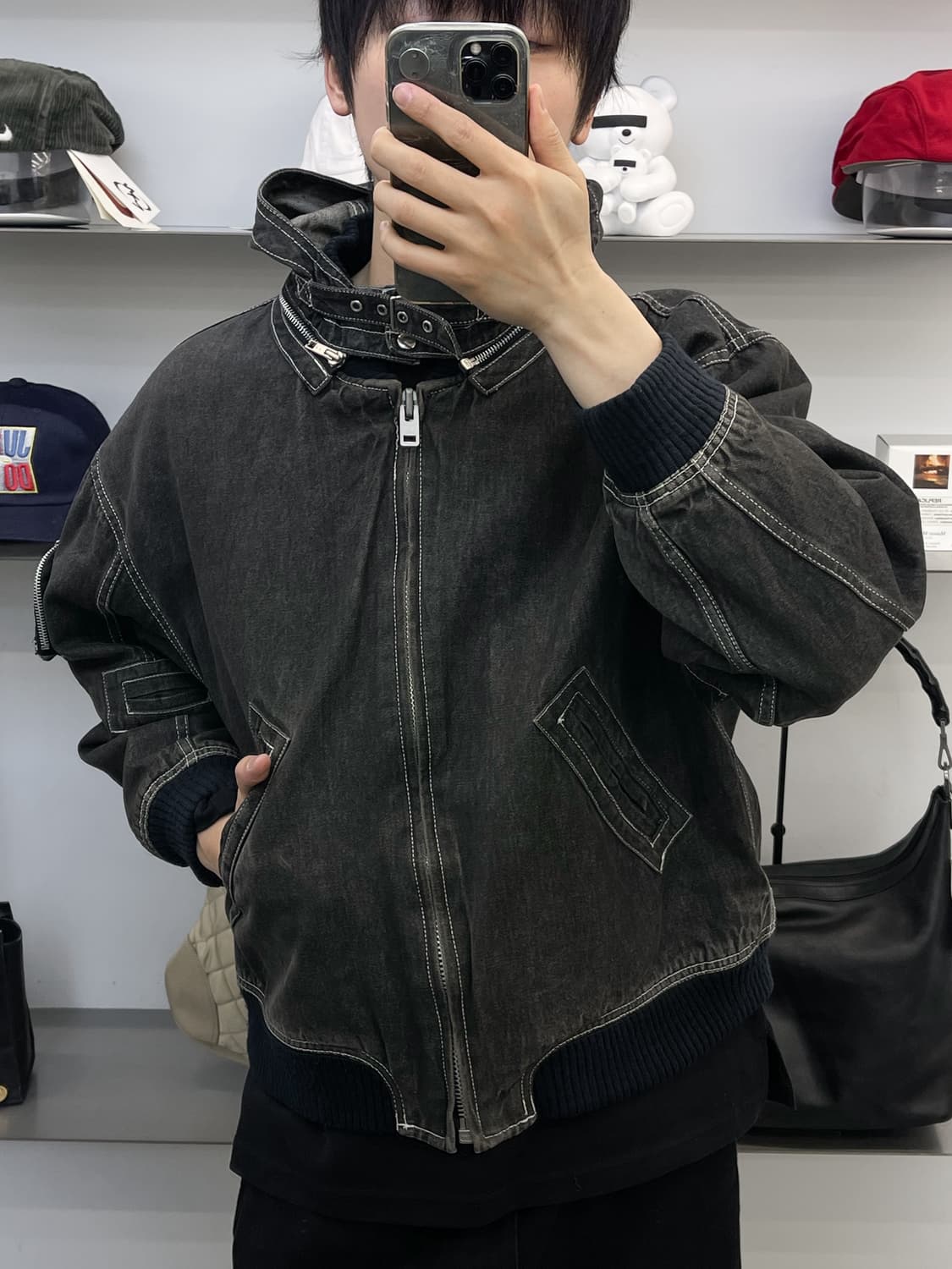 Quied Pie Club 90s 데님 후드 봄버 자켓 상품이미지2