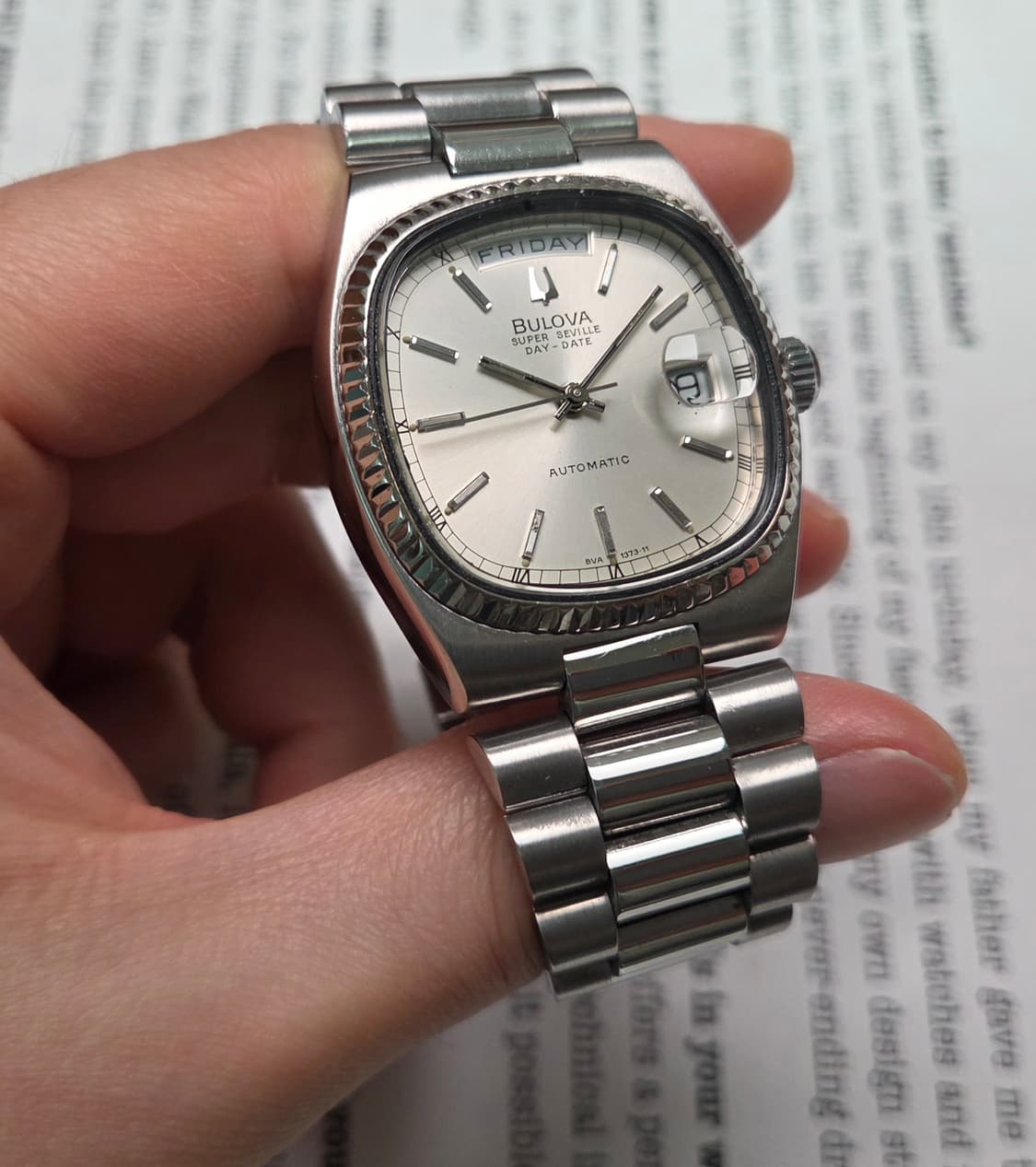 빈티지 부로바 슈퍼세빌 테레비형 데이데이트 실버판 통줄 브레이슬릿 ver 상품이미지4