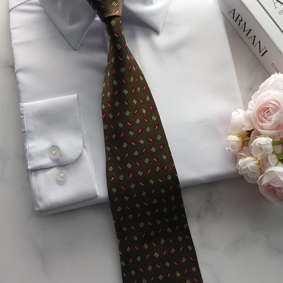 조르지오 아르마니 실크 기하 패턴 넥타이 8.9cm A+등급 A18259 상품이미지7