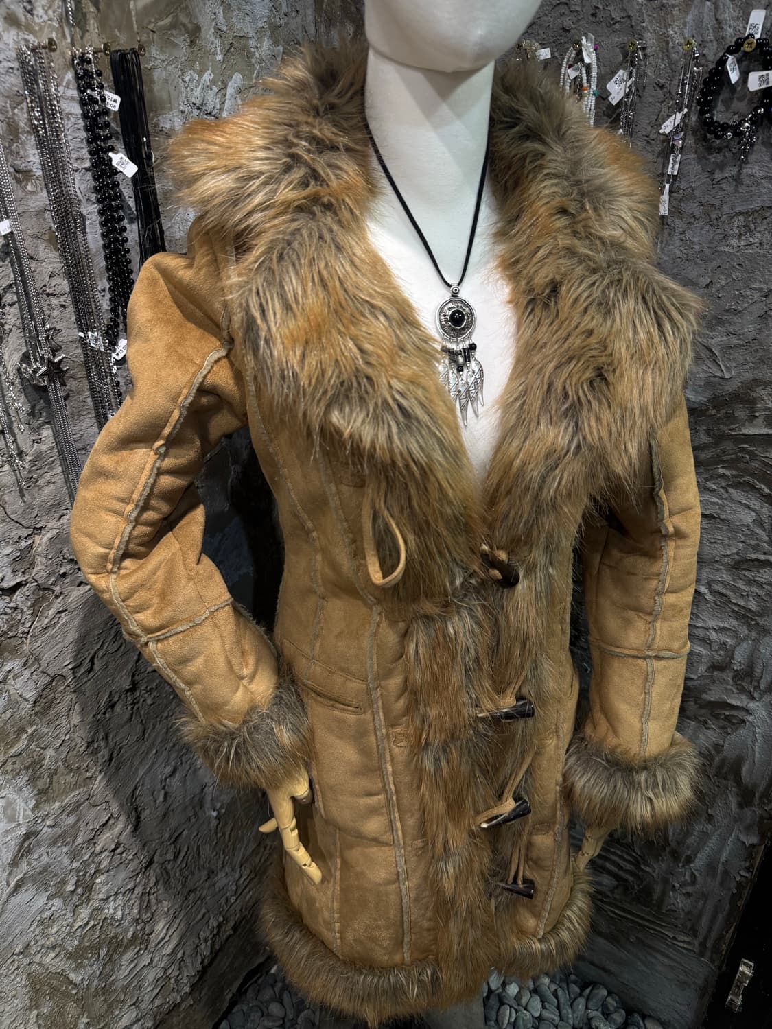 Brown fur suede coat 상품이미지3
